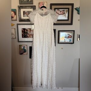 New JessaKae Elegant White Lace Gown Maxi Dress L